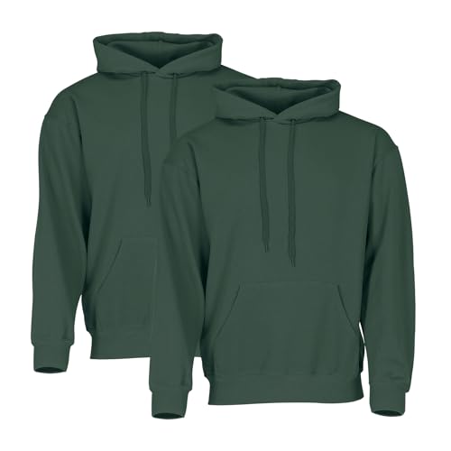Fruit of the Loom Classic Hooded Sweat 2er-Pack Herren, Bottle Green, XXL von Fruit of the Loom