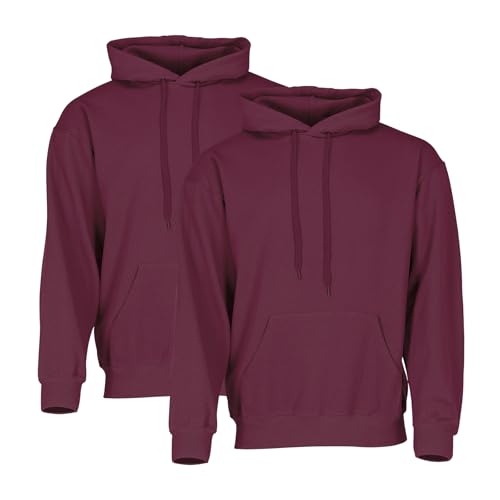 Fruit of the Loom Classic Hooded Sweat 2er-Pack Herren, Burgundy, L von Fruit of the Loom