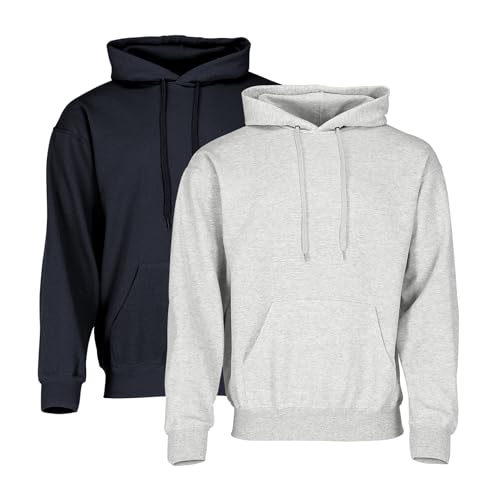 Fruit of the Loom Classic Hooded Sweat 2er-Pack Herren, Deep Navy + Heather Grey, 5XL von Fruit of the Loom