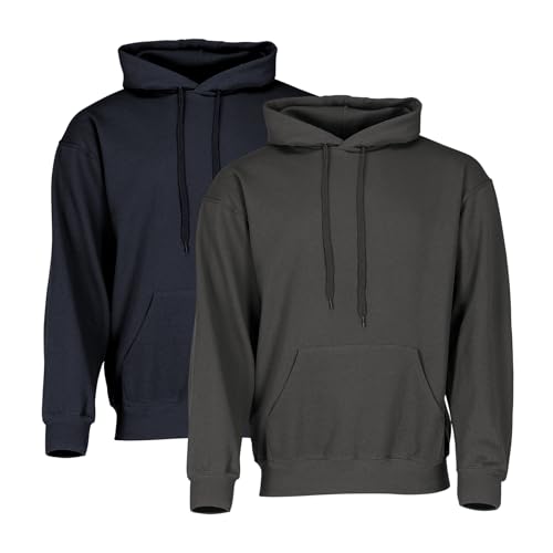 Fruit of the Loom Classic Hooded Sweat 2er-Pack Herren, Deep Navy + Light Graphite, L von Fruit of the Loom