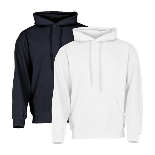 Fruit of the Loom Classic Hooded Sweat 2er-Pack Herren, Deep Navy + White, M Fruit of the Loom Classic Hooded Sweat 2er-Pack Herren, Deep Navy + White, M von Fruit of the Loom