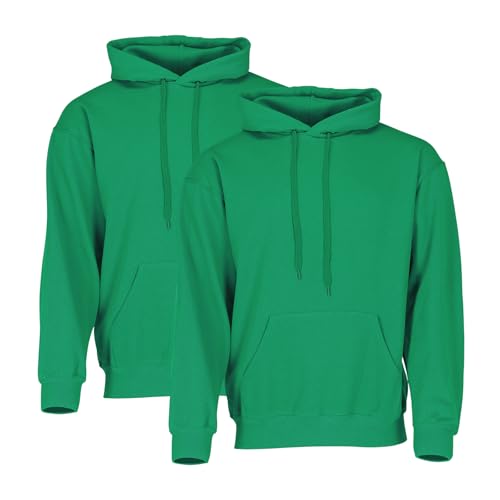 Fruit of the Loom Classic Hooded Sweat 2er-Pack Herren, Kelly Green, L von Fruit of the Loom