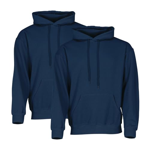 Fruit of the Loom Classic Hooded Sweat 2er-Pack Herren, Navy, 4XL von Fruit of the Loom