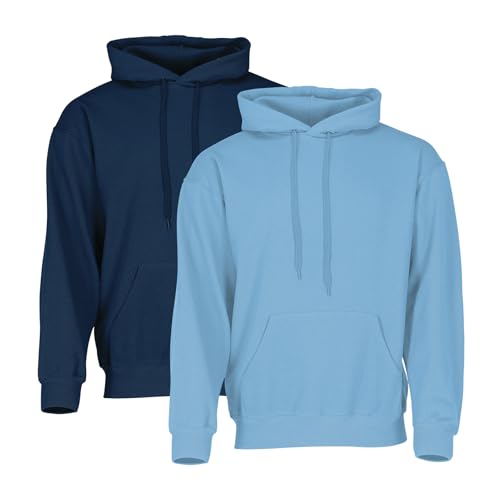 Fruit of the Loom Classic Hooded Sweat 2er-Pack Herren, Navy + Sky, L von Fruit of the Loom