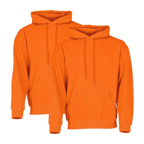 Fruit of the Loom Classic Hooded Sweat 2er-Pack Herren, Orange, L von Fruit of the Loom