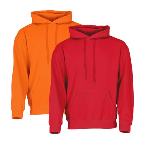 Fruit of the Loom Classic Hooded Sweat 2er-Pack Herren, Orange + Red, S von Fruit of the Loom