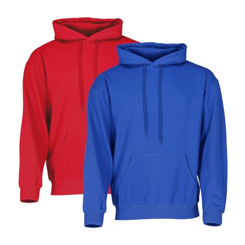 Fruit of the Loom Classic Hooded Sweat 2er-Pack Herren, Red + Royal, XL von Fruit of the Loom