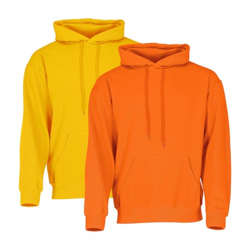Fruit of the Loom Classic Hooded Sweat 2er-Pack Herren, Sun + Orange, XL von Fruit of the Loom