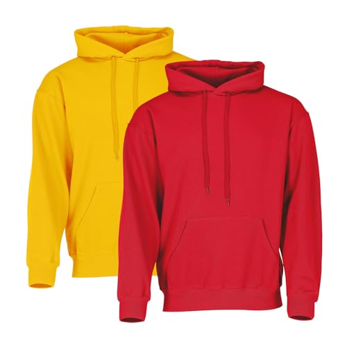 Fruit of the Loom Classic Hooded Sweat 2er-Pack Herren, Sun + Red, XL von Fruit of the Loom