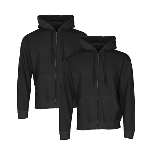 Fruit of the Loom Classic Hooded Sweat Jacket 2er-Pack Herren, Black, 5XL von Fruit of the Loom