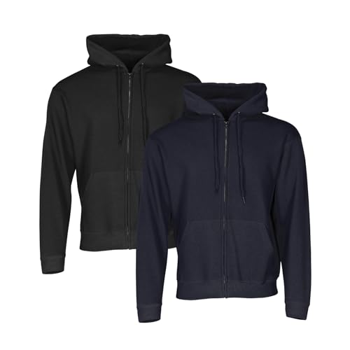 Fruit of the Loom Classic Hooded Sweat Jacket 2er-Pack Herren, Black + Deep Navy, 3XL von Fruit of the Loom