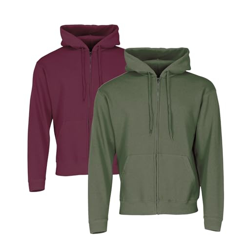 Fruit of the Loom Classic Hooded Sweat Jacket 2er-Pack Herren, Burgundy + Olive, L Fruit of the Loom Classic Hooded Sweat Jacket 2er-Pack Herren, Burgundy + Olive, L von Fruit of the Loom