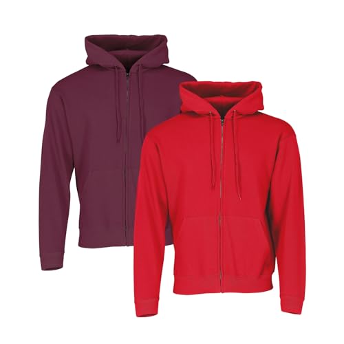 Fruit of the Loom Classic Hooded Sweat Jacket 2er-Pack Herren, Burgundy + Red, XXL Fruit of the Loom Classic Hooded Sweat Jacket 2er-Pack Herren, Burgundy + Red, XXL von Fruit of the Loom