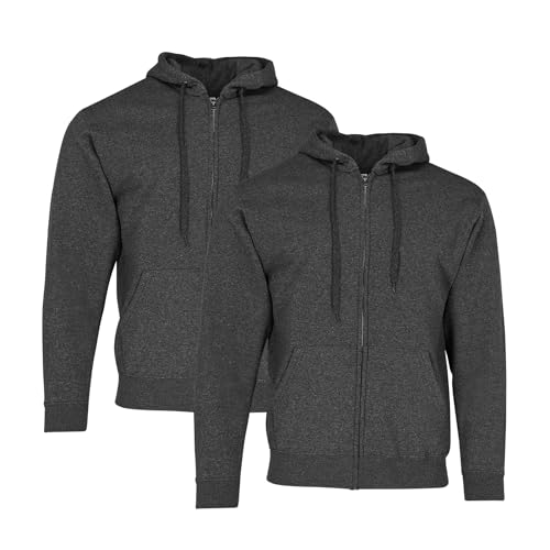 Fruit of the Loom Classic Hooded Sweat Jacket 2er-Pack Herren, Dark Heather Grey, XL von Fruit of the Loom