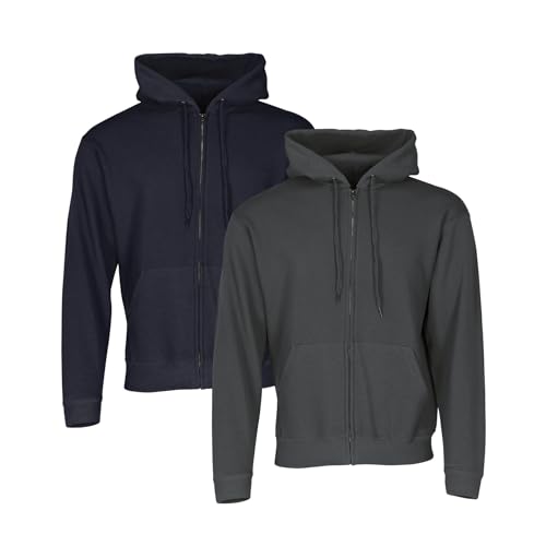 Fruit of the Loom Classic Hooded Sweat Jacket 2er-Pack Herren, Deep Navy + Light Graphite, XXL Fruit of the Loom Classic Hooded Sweat Jacket 2er-Pack Herren, Deep Navy + Light Graphite, XXL von Fruit of the Loom