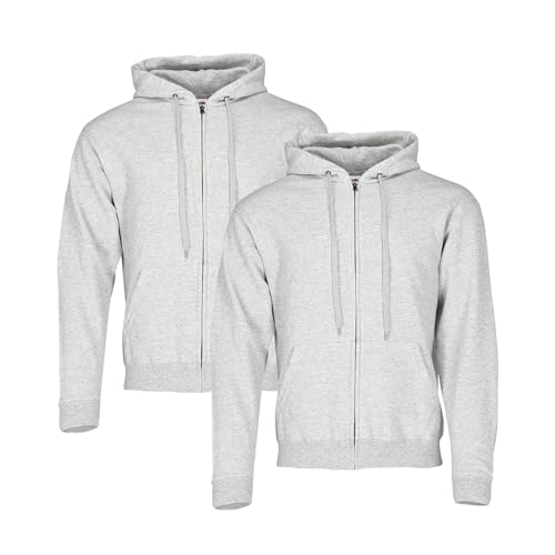 Fruit of the Loom Classic Hooded Sweat Jacket 2er-Pack Herren, Heather Grey, 3XL Fruit of the Loom Classic Hooded Sweat Jacket 2er-Pack Herren, Heather Grey, 3XL von Fruit of the Loom