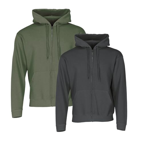 Fruit of the Loom Classic Hooded Sweat Jacket 2er-Pack Herren, Olive + Light Graphite, XL Fruit of the Loom Classic Hooded Sweat Jacket 2er-Pack Herren, Olive + Light Graphite, XL von Fruit of the Loom