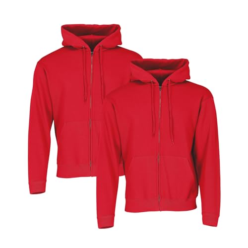Fruit of the Loom Classic Hooded Sweat Jacket 2er-Pack Herren, Red, M von Fruit of the Loom
