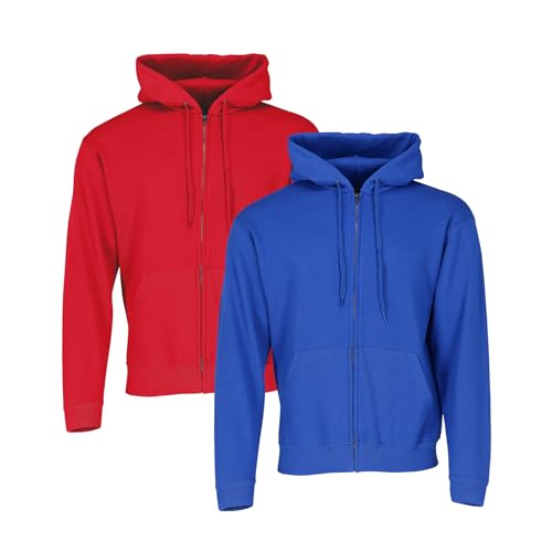 Fruit of the Loom Classic Hooded Sweat Jacket 2er-Pack Herren, Red + Royal, XL von Fruit of the Loom