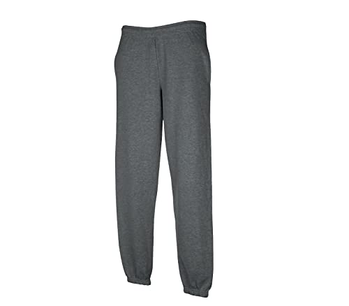 Fruit of the Loom Classic Jog Pants Herren Jogginghose 1er/2er mit elastischem oder offenem Beinabschluss(L, 1x Dark Heather Elastisch + 1 HL Kauf Notizblock) von Fruit of the Loom