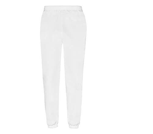 Fruit of the Loom Classic Jog Pants Herren Jogginghose 1er/2er mit elastischem oder offenem Beinabschluss(L, 1x Weiss Elastisch + 1 HL Kauf Notizblock) von Fruit of the Loom