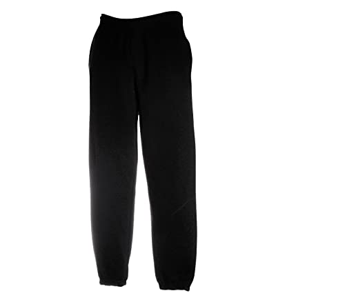 Fruit of the Loom Classic Jog Pants Herren Jogginghose 1er/2er mit elastischem oder offenem Beinabschluss(XL, 1x Schwarz Elastisch + 1 HL Kauf Notizblock) von Fruit of the Loom