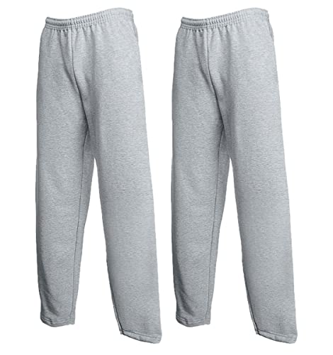 Fruit of the Loom Classic Jog Pants Herren Jogginghose mit elastischem oder offenem Beinabschluss (L, 2X Grau offen + 1 HL Kauf Notizblock) von Fruit of the Loom