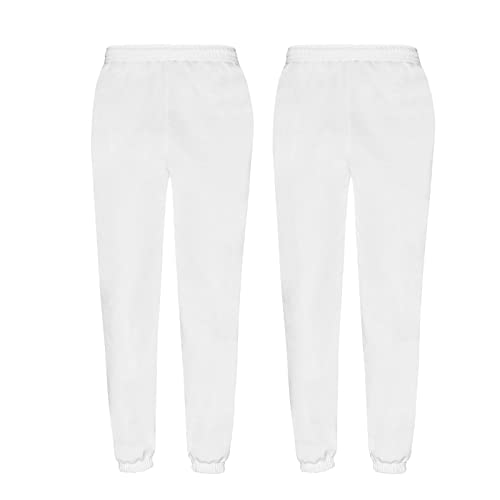 Fruit of the Loom Classic Jog Pants Herren Jogginghose mit elastischem oder offenem Beinabschluss (L, 2X Weiss elastisch + 1 HL Kauf Notizblock) von Fruit of the Loom