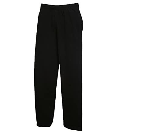 Fruit of the Loom Classic Jog Pants Herren Jogginghose mit offenem Beinabschluss, Größe:L, Farbe: 1x Schwarz offen + 1 HL Kauf Notizblock von Fruit of the Loom