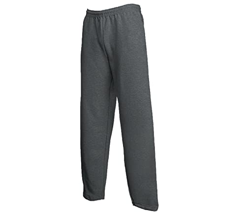 Fruit of the Loom Classic Jog Pants Herren Jogginghose mit offenem Beinabschluss, Größe:M, Farbe: 1x Dark Heather offen + 1 HL Kauf Notizblock von Fruit of the Loom