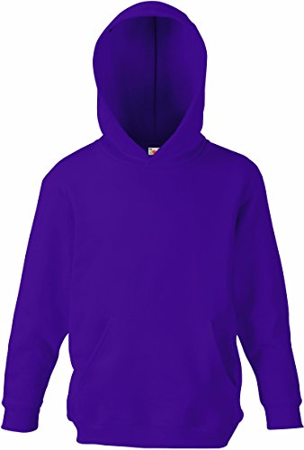 Fruit of the Loom - Classic Kinder Kapuzen-Sweatshirt 'Kids Hooded Sweat' 128,Purple von Fruit of the Loom