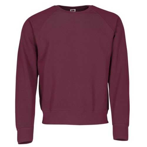 Fruit of the Loom Classic Raglan Sweat, Farbe:Burgund + GRATIS MyShirt Stoffbeutel, Größe:S von Fruit of the Loom