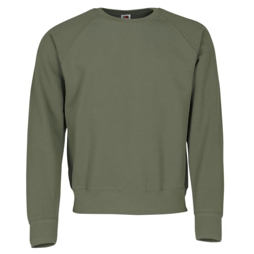 Fruit of the Loom Classic Raglan Sweat, Farbe:Oliv + GRATIS MyShirt Stoffbeutel, Größe:2XL von Fruit of the Loom