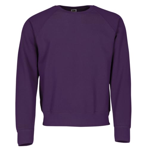 Fruit of the Loom Classic Raglan Sweat + GRATIS MyShirt Stoffbeutel, Farbe:Purple + GRATIS MyShirt Stoffbeutel, Größe:2XL von Fruit of the Loom