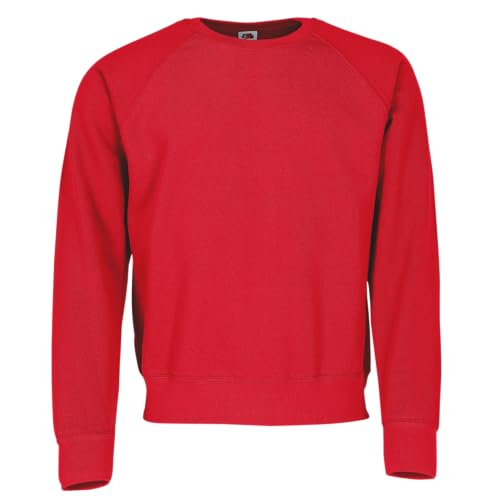 Fruit of the Loom Classic Raglan Sweat, Farbe:rot + GRATIS MyShirt Stoffbeutel, Größe:L von Fruit of the Loom