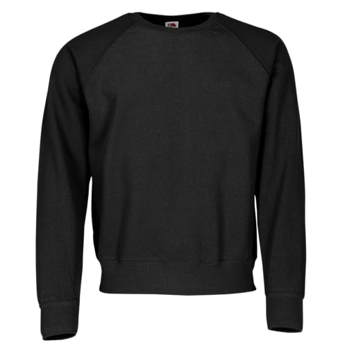 Fruit of the Loom Classic Raglan Sweat, Farbe:schwarz + GRATIS MyShirt Stoffbeutel, Größe:2XL von Fruit of the Loom