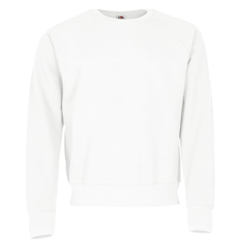 Fruit of the Loom Classic Raglan Sweat, Farbe:weiß + GRATIS MyShirt Stoffbeutel, Größe:S von Fruit of the Loom