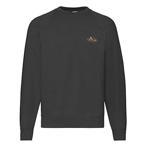 Fruit of the Loom Classic Raglan Sweat mit kleinem Vintage-Logo auf der Brust, Farbe:schwarz - Vintage-Logo klein, Größe:L von Fruit of the Loom