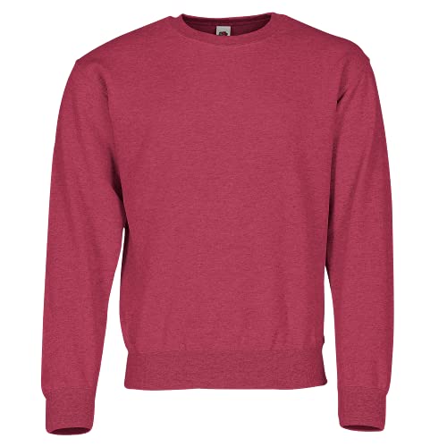 Fruit of the Loom Classic Set-In Sweat + GRATIS MyShirt Stoffbeutel, Farbe:Vintage rot meliert + GRATIS MyShirt Stoffbeutel, Größe:2XL von Fruit of the Loom
