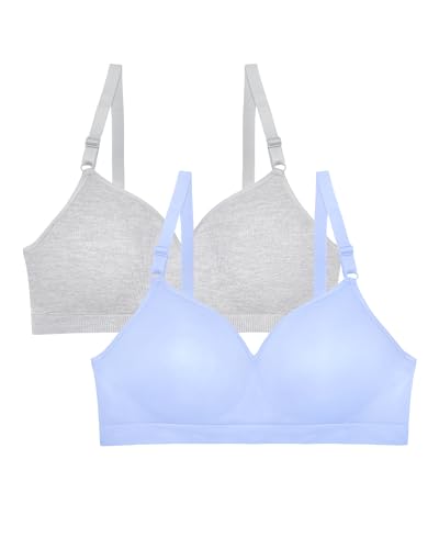 Fruit of the Loom Damen Nahtloser Bügel Push-Up-BH, Deja Blue/Grey Heather, 95C (2er Pack) von Fruit of the Loom