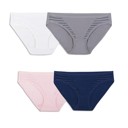 Fruit of the Loom Damen Atmungsaktive, Feuchtigkeitstransport, Hält Sie Kühl und Bequem, Erhältlich in Übergröße Unterwäsche, Coolblend Bikini, 4er-Pack, Farben können variieren, 5 von Fruit of the Loom