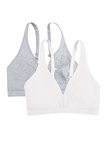 Fruit of the Loom Damen Bügelloser Bralette aus Baumwolle BH, Undurchsichtige, Heather Grey/White, 85AA/A von Fruit of the Loom