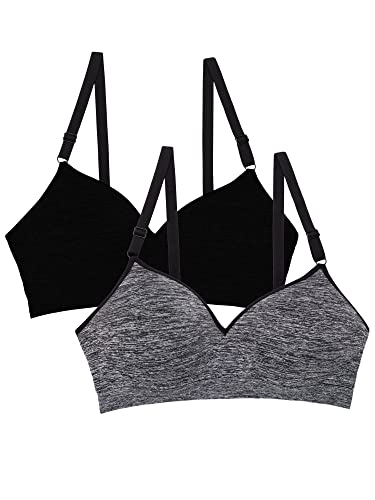 Fruit of the Loom Damen Bügel aus nahtlosem Material Push-Up-BH, Undurchsichtige, Black Hue/Charcoal Heather 2er-Pack, 100B von Fruit of the Loom