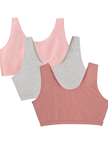 Fruit of the Loom Damen Tank Baumwolle Ultimativer Komfort und Atmungsaktive Passform Sport-BH, Undurchsichtige, Heather Grey/Dusk/Blushing Rose, 95 (3er Pack) von Fruit of the Loom