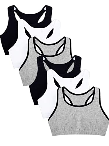 Fruit of the Loom Damen Tank-Stil, Vorteilspack Sport-BH, Undurchsichtige, Heather Grey W. Schwarz/Weiß/Schwarz/Heather Grey W. Schwarz/Weiß/Schwarz, 95 (6er Pack) von Fruit of the Loom