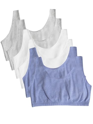 Fruit of the Loom Damen Built Up Tank Style Bra Value Pack Sport-BH, Undurchsichtige, Heideblau/Weiß/Grau meliert, 100 (6er von Fruit of the Loom
