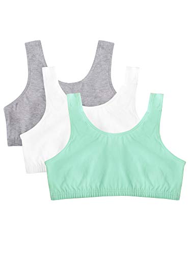 Fruit of the Loom Damen Tank-Stil Sport-BH, Undurchsichtige, Minz-Chip/weiß/grau meliert, 110 (3er Pack) von Fruit of the Loom