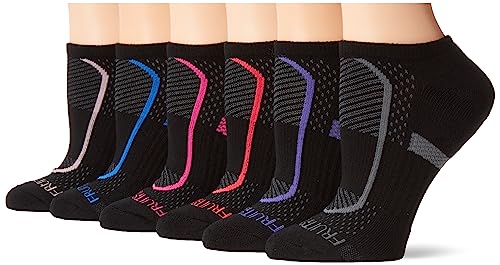 Fruit of the Loom Damen Coolzone Cotton No Show Socks (6 Pack) Damensocken, Schwarzes Sortiment, 36.5-43 EU (6er Pack) von Fruit of the Loom