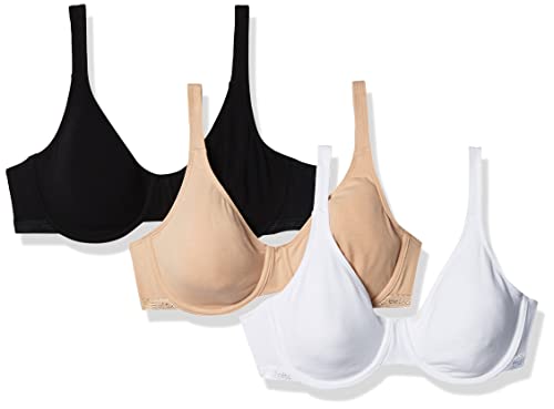 Fruit of the Loom Damen Unlined Underwire Bra-Cotton & Spandex Blend for Natural Shape and Flexibility T-Shirt-BH, Undurchsichtige, Schwarzer Farbton/Sand/Weiß 86ck, 80C (3er Pack) von Fruit of the Loom