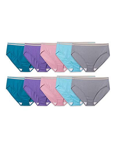 Fruit of the Loom Damen Eversoft Baumwoll, Multipacks, Ohne Etikett und Atmungsaktiv, Erhältlich in Übergröße Unterwäsche, Sortiert, 38 (10er Pack) von Fruit of the Loom